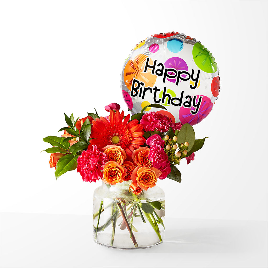 Fiesta Bouquet with Birthday Balloon – Nextdayflowers.net, Tontitown AR