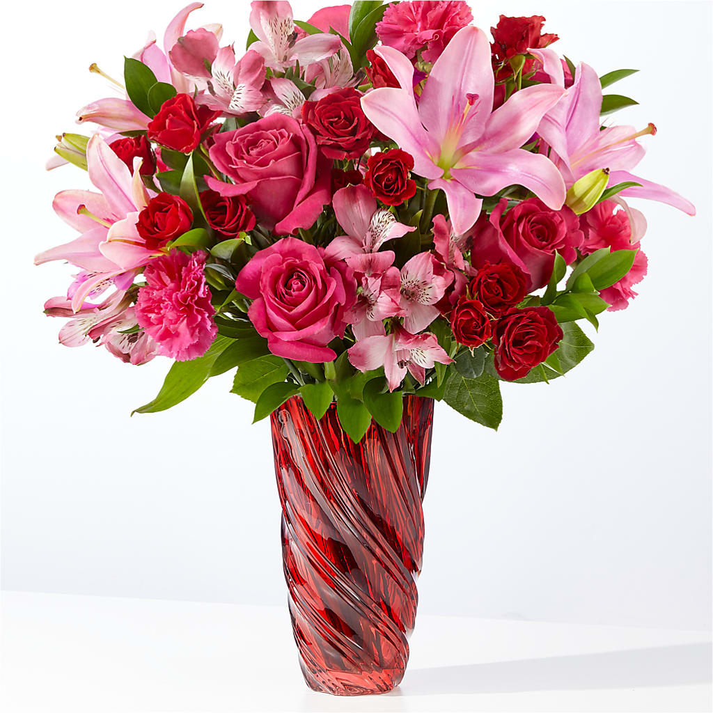 In Love Bouquet with Luxe Swirl Vase – Nextdayflowers.net, Tontitown AR