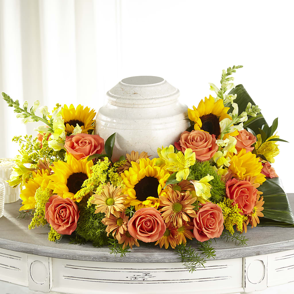 Faithful Sunflower Cremation Adornment – Nextdayflowers.net, Tontitown AR