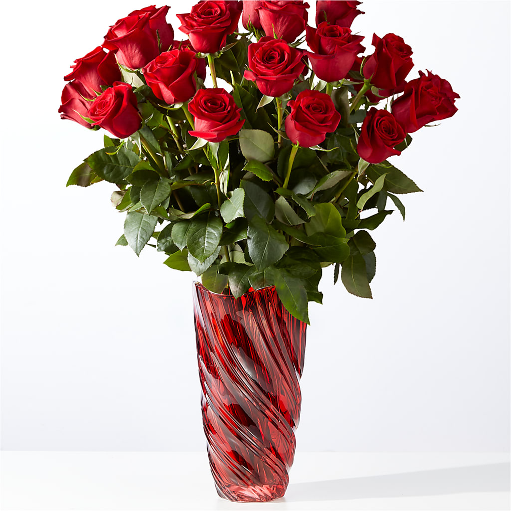 Classic Love Red Rose Bouquet with Luxe Swirl Vase – Nextdayflowers.net, Tontitown AR
