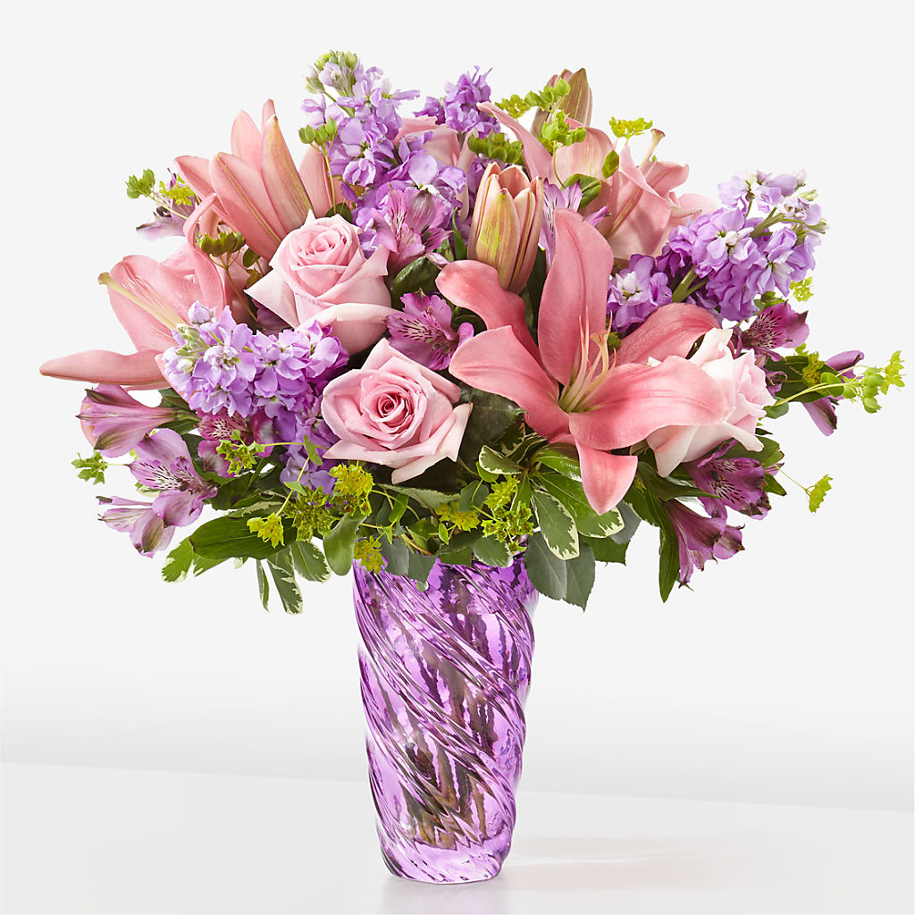 Precious Petals Bouquet with Luxe Swirl Vase – Nextdayflowers.net, Tontitown AR