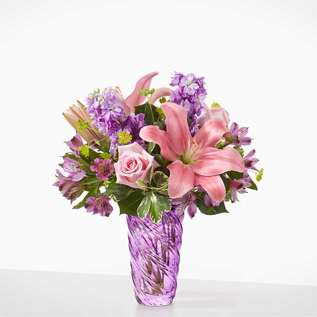 Precious Petals Bouquet with Luxe Swirl Vase – Nextdayflowers.net, Tontitown AR